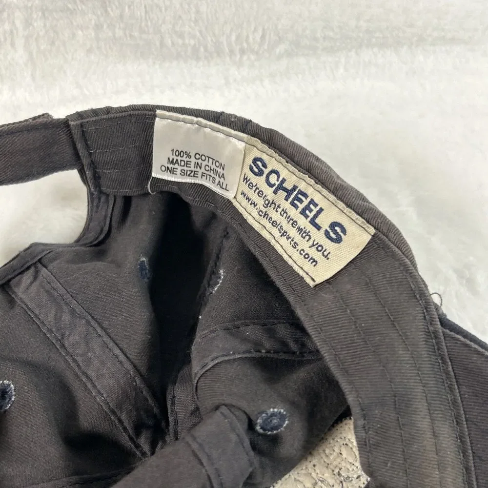 Scheels Distressed Gray/Blue Mens Hat Adjustable Ball Cap Baseball Sporting Good